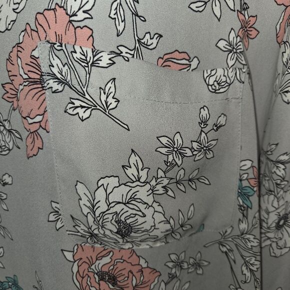 Loft Gray Lightweight Convertible Long Sleeve Blouse Top Size XL - Picture 3 of 7